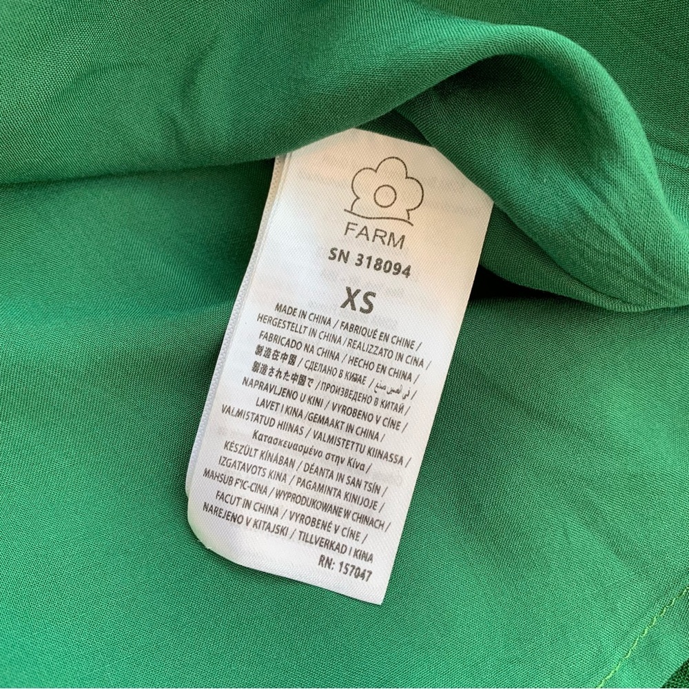 NWT Farm Rio Lea Linen Tropical Vacation Pleated One Shoulder Mini Dress Green - Picture 13 of 15